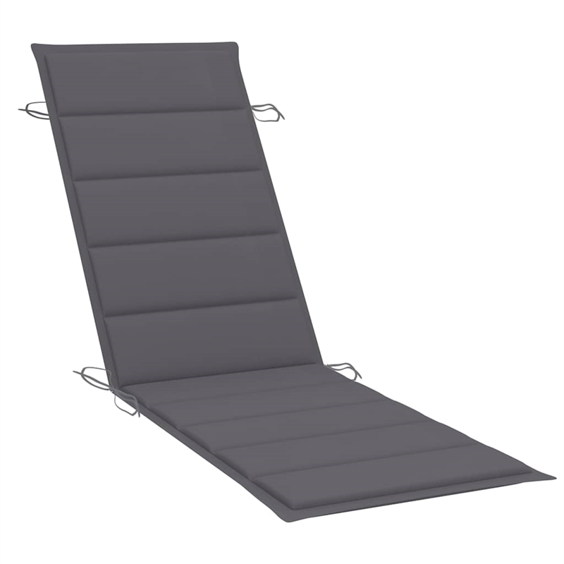 Pemberly Row Teak Wood Rocking Sun Lounger with Cushion in Anthracite