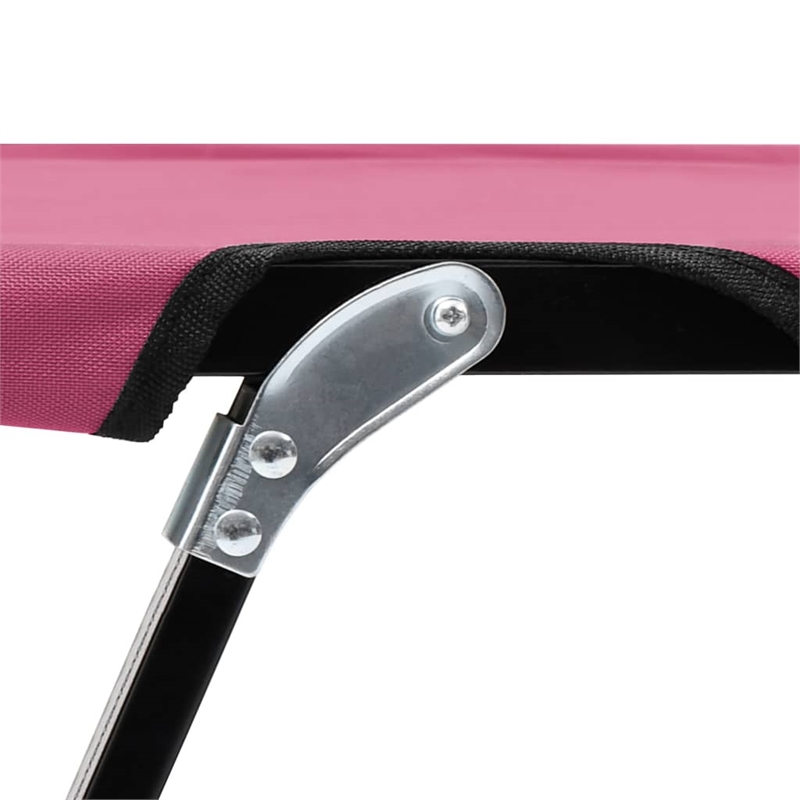 Pemberly Row Powder-Coated Steel 2-Person Foldable Sun Lounger in Pink