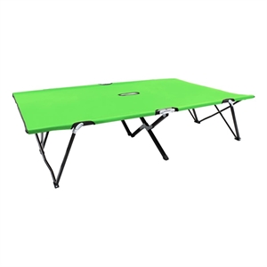 Pemberly Row Double Powder-Coated Steel Foldable Sun Lounger in Green