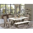 Pemberly Row 6-Piece Wood Dining Set in Jacobean Brown with Bench