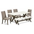 Pemberly Row 6-Piece Wood Dining Set in Jacobean Brown with Bench