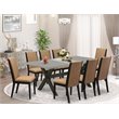 Pemberly Row 9-Piece Wire Brushed Black Wood Dining Set with Sable Chairs