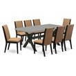 Pemberly Row 9-Piece Wire Brushed Black Wood Dining Set with Sable Chairs