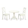 Pemberly Row 3-Piece Rubberwood Dining Set in Linen White Finish