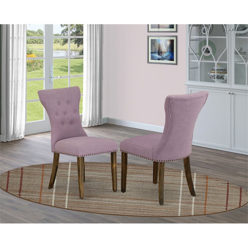 Pemberly Row High Back Fabric Dining Chairs in Purple (Set of 2)