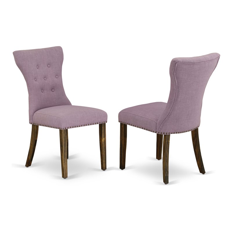 Pemberly Row High Back Fabric Dining Chairs in Purple (Set of 2)
