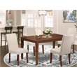 Pemberly Row 5-Piece Wood Dining Set with High-Back Chairs in Mahogany