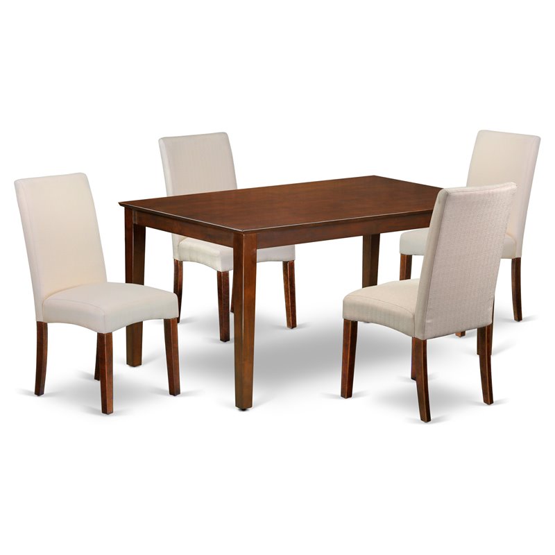 Pemberly Row 5-Piece Wood Dining Set with High-Back Chairs in Mahogany