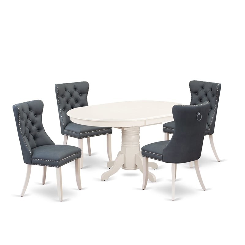 Pemberly Row 5-Piece Dining Set with Faux Leather Platinum Gray Chairs