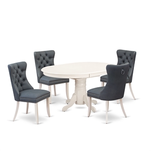Pemberly Row 5-Piece Dining Set with Faux Leather Platinum Gray Chairs