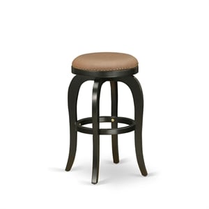 Pemberly Row 30&quot Swivel Backless Bar Stool Wood Brown Roast Finish