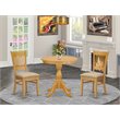 Pemberly Row 3-Piece Round Dining Set with Fabric Chairs in Oak Finish