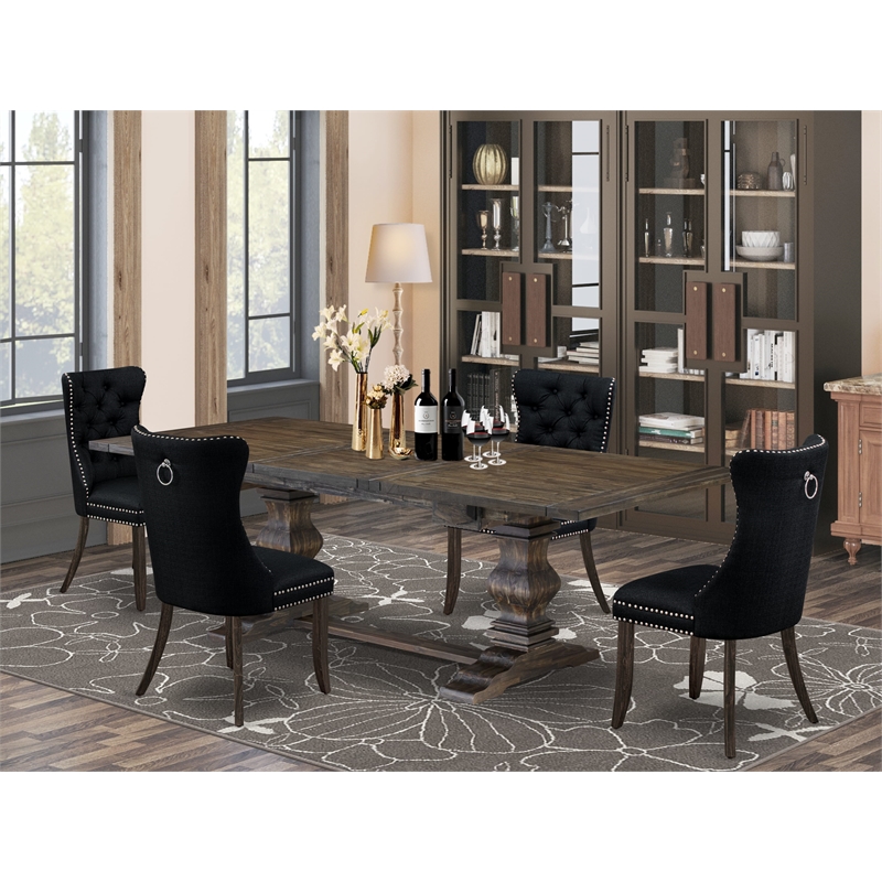 Pemberly Row 5-Piece Dining Set with Butterfly Leaf in Distressed Jacobean
