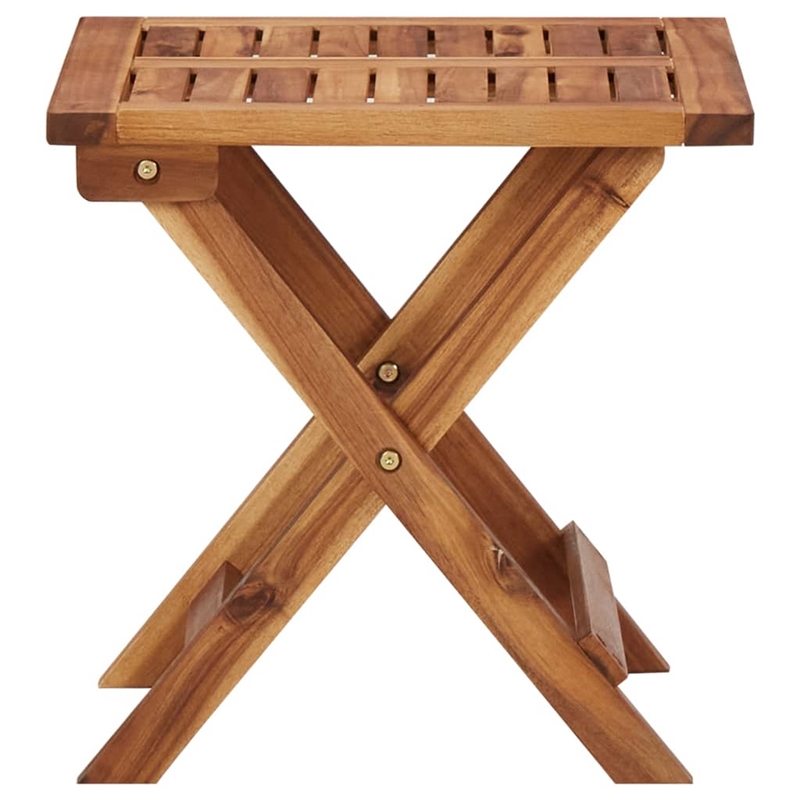 Pemberly Row Foldable Acacia Wood 2-Person Sun Lounger with Table in Brown