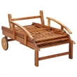 Pemberly Row Foldable Acacia Wood 2-Person Sun Lounger with Table in Brown