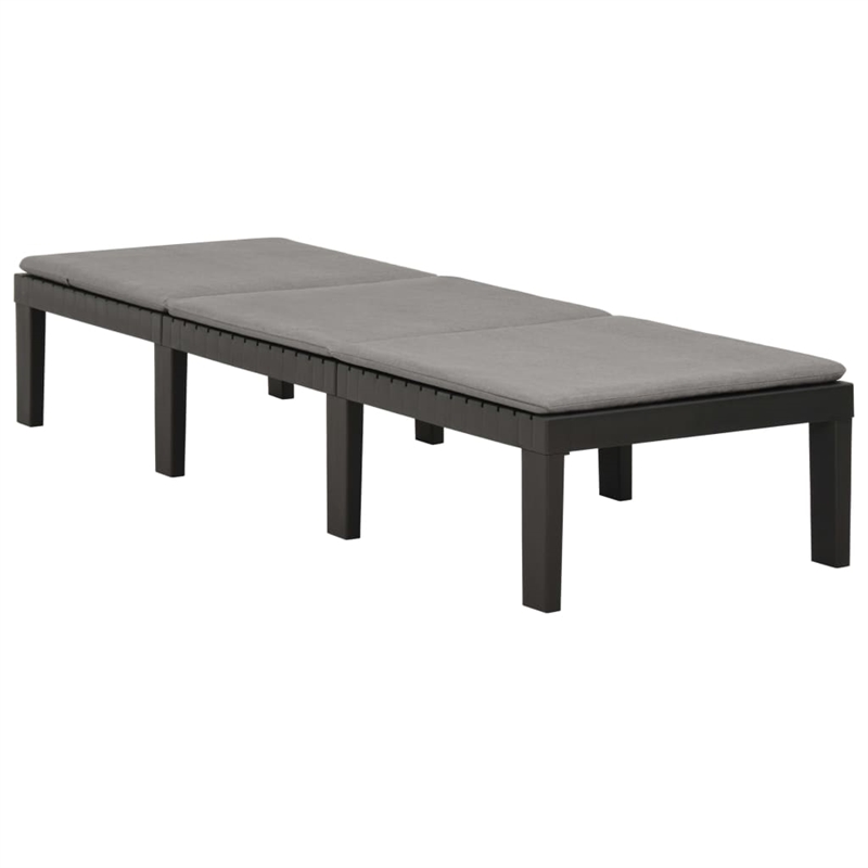 Pemberly Row Synthetic Plastic Cushioned Sun Lounger in Anthracite/Gray