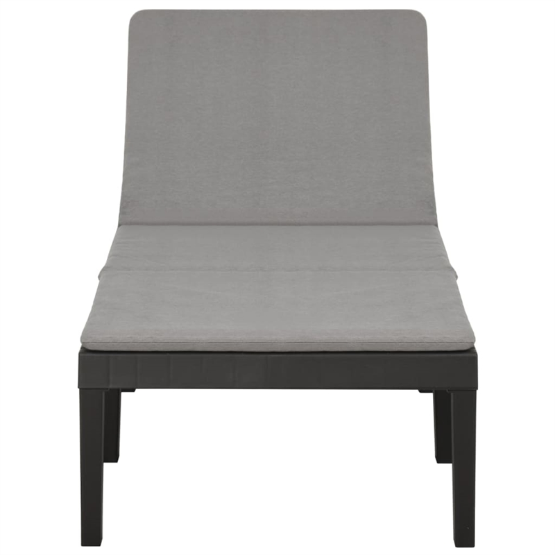 Pemberly Row Synthetic Plastic Cushioned Sun Lounger in Anthracite/Gray