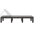 Pemberly Row Synthetic Plastic Cushioned Sun Lounger in Anthracite/Gray