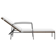 Pemberly Row PE Rattan Adjustable Sun Lounger and Table in Brown (Set of 3)