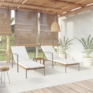 Pemberly Row PE Rattan Adjustable Sun Lounger and Table in Brown (Set of 3)