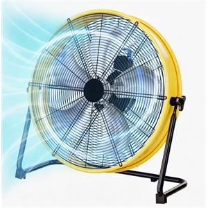 Pemberly Row Yellow Steel 20&quot Industrial Drum Fan 4650 CFM 4-Speed 5-Blade