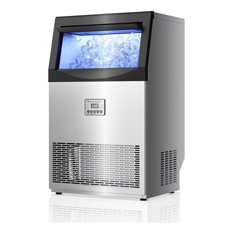 Pemberly Row Stainless Steel Ice Maker 200 lbs Daily 45 lbs Storage