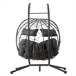 Pemberly Row Gray Steel 2-Person Foldable Hanging Egg Chair with Stand