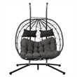 Pemberly Row Gray Steel 2-Person Foldable Hanging Egg Chair with Stand