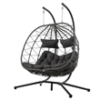 Pemberly Row Gray Steel 2-Person Foldable Hanging Egg Chair with Stand