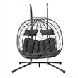 Pemberly Row Gray Steel 2-Person Foldable Hanging Egg Chair with Stand