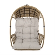 Pemberly Row Beige Wicker Teardrop Hanging Basket Chair with Cushions
