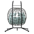 Pemberly Row Blue Steel 2-Person Wicker Hanging Egg Chair with Stand