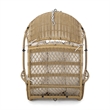 Pemberly Row Beige Fabric Rattan Hanging Basket Chair with 8 ft Chain