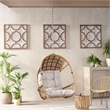 Pemberly Row Beige Fabric Rattan Hanging Basket Chair with 8 ft Chain