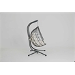 Pemberly Row Beige Steel 2-Person Wicker Hanging Egg Chair with Stand