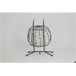 Pemberly Row Beige Steel 2-Person Wicker Hanging Egg Chair with Stand