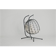Pemberly Row Beige Steel 2-Person Wicker Hanging Egg Chair with Stand