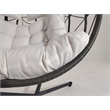 Pemberly Row Beige Steel 2-Person Wicker Hanging Egg Chair with Stand