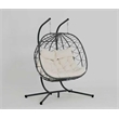 Pemberly Row Beige Steel 2-Person Wicker Hanging Egg Chair with Stand