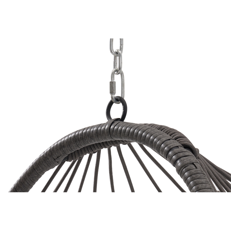 Pemberly Row Blue PE Rattan Egg Swing Chair with Steel Stand 350 lbs
