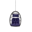 Pemberly Row Blue PE Rattan Egg Swing Chair with Steel Stand 350 lbs