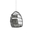Pemberly Row Gray Rattan Hanging Egg Swing Chair with Steel Stand 350 lbs