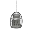 Pemberly Row Gray Rattan Hanging Egg Swing Chair with Steel Stand 350 lbs