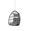 Pemberly Row Gray Rattan Hanging Egg Swing Chair with Steel Stand 350 lbs