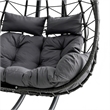 Pemberly Row Gray PE Rattan Double Hanging Egg Chair with Stand and Cushion