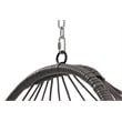 Pemberly Row Gray PE Rattan Hanging Egg Swing Chair with Wood Stand 350 lbs