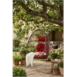 Pemberly Row Red PE Rattan Hanging Egg Swing Chair with Steel Stand 350 lbs