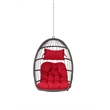 Pemberly Row Red PE Rattan Hanging Egg Swing Chair with Steel Stand 350 lbs