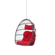 Pemberly Row Red PE Rattan Hanging Egg Swing Chair with Steel Stand 350 lbs