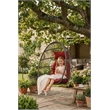 Pemberly Row Red PE Rattan Hanging Egg Swing Chair with Steel Stand 350 lbs